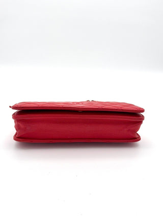 Chanel Wallet on Chain WOC Lammleder rot - Second Hand - BONVOYAGELOUIS