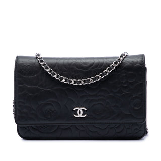 Chanel Camellia Embossed Wallet on Chain