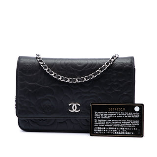 Chanel Camellia Embossed Wallet on Chain